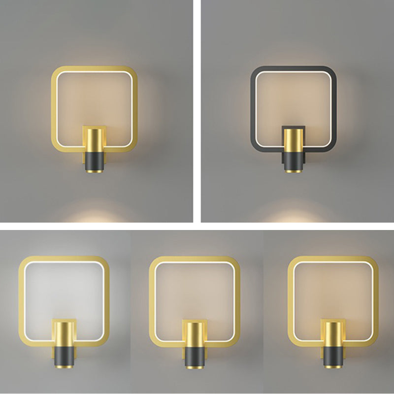 Light Luxury Metal Wall Light Geometry LED Wall Lamp with Silica Gel Shade for Bedroom
