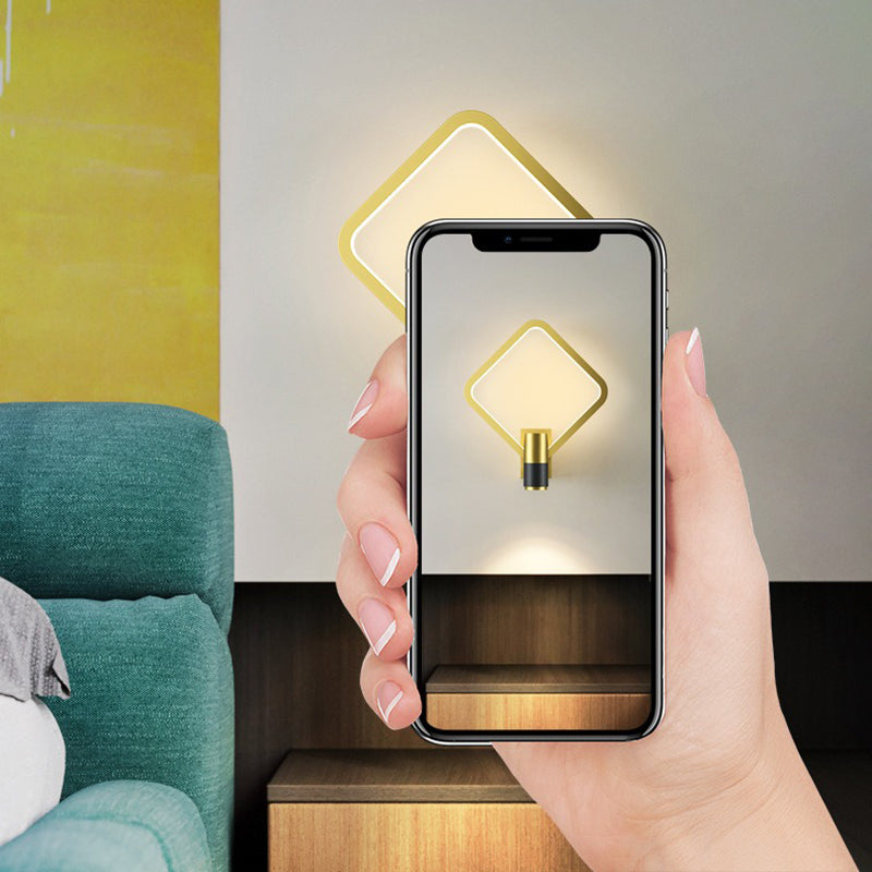Light Luxury Metal Wall Light Geometry LED Wall Lamp with Silica Gel Shade for Bedroom