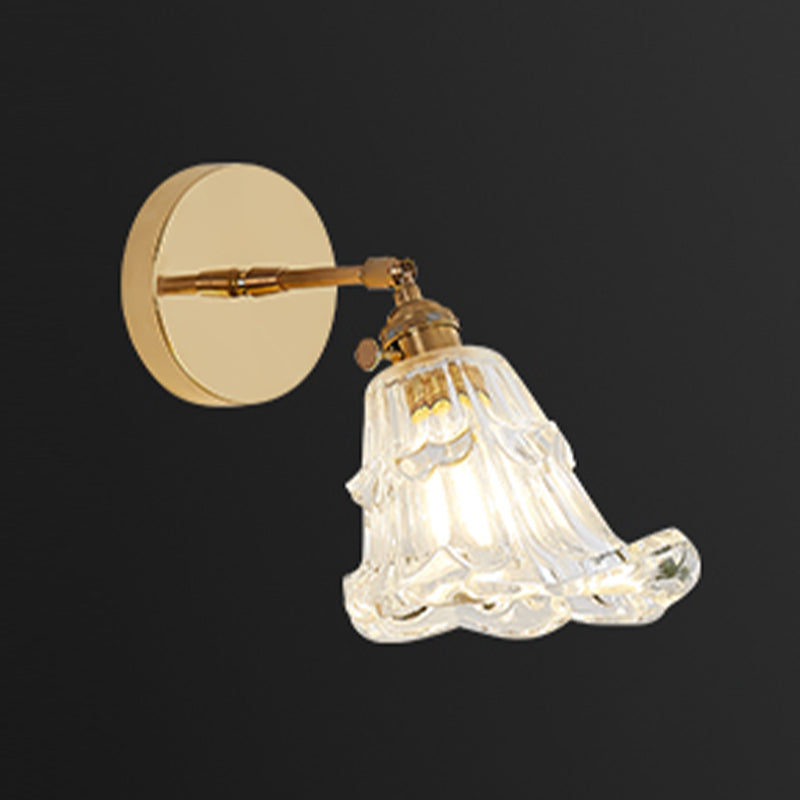 Nordic Brass Wall Light Geometric 1 Light Wall Sconce with Glass for Living Room