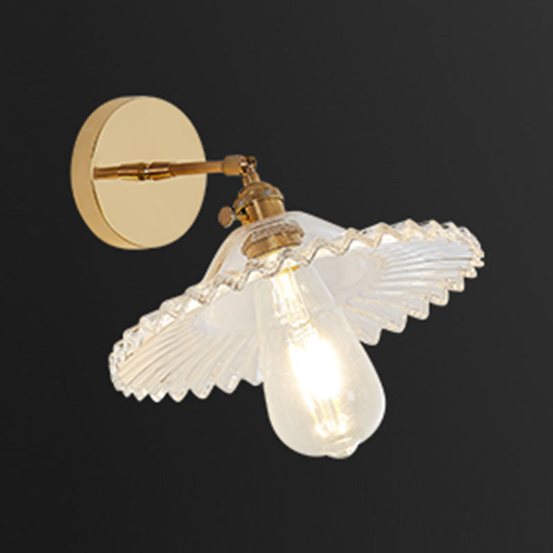 Nordic Brass Wall Light Geometric 1 Light Wall Sconce with Glass for Living Room