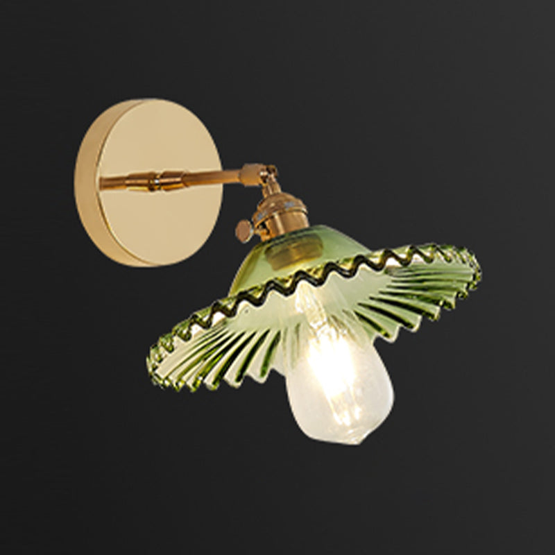 Nordic Brass Wall Light Geometric 1 Light Wall Sconce with Glass for Living Room