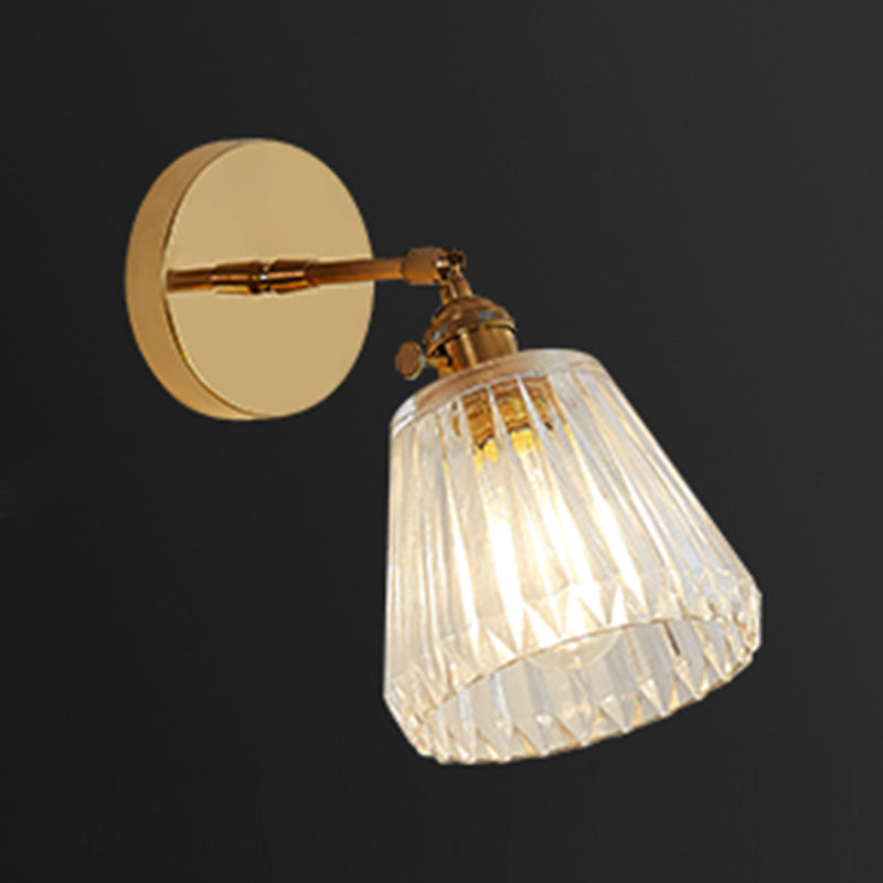 Nordic Brass Wall Light Geometric 1 Light Wall Sconce with Glass for Living Room