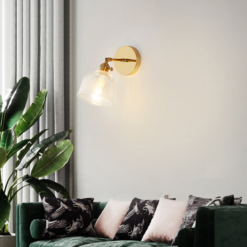 Nordic Brass Wall Light Geometric 1 Light Wall Sconce with Glass for Living Room