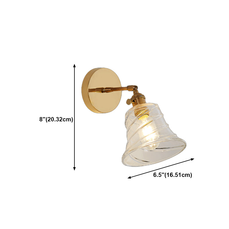 Nordic Brass Wall Light Geometric 1 Light Wall Sconce with Glass for Living Room