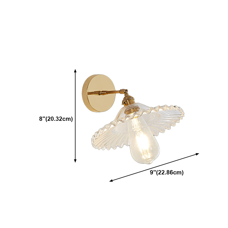 Nordic Brass Wall Light Geometric 1 Light Wall Sconce with Glass for Living Room