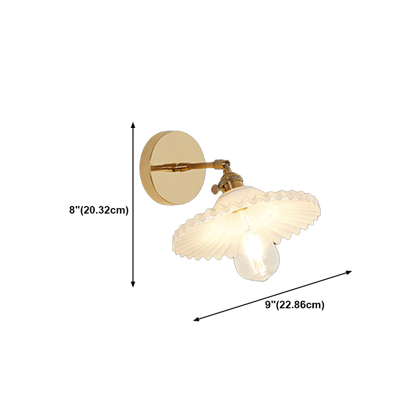 Nordic Brass Wall Light Geometric 1 Light Wall Sconce with Glass for Living Room