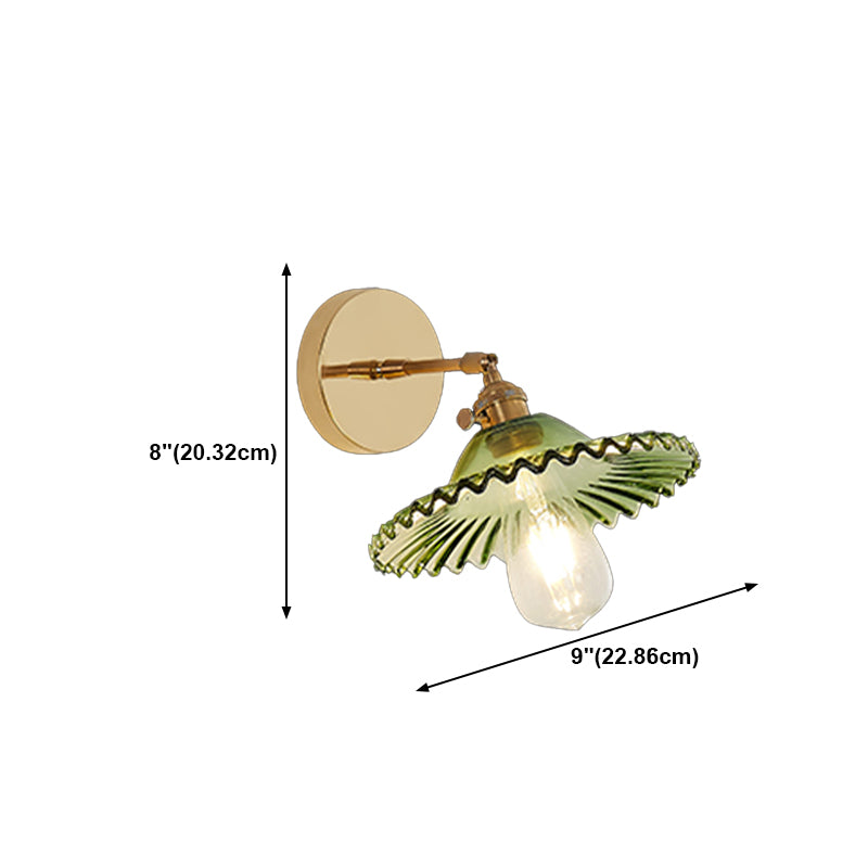 Nordic Brass Wall Light Geometric 1 Light Wall Sconce with Glass for Living Room