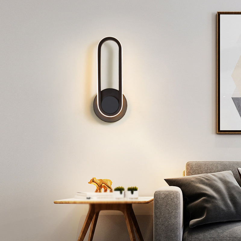 Modern Style Elliptical Shape Wall Sconce Metal 1 Light Wall Light for Bedroom