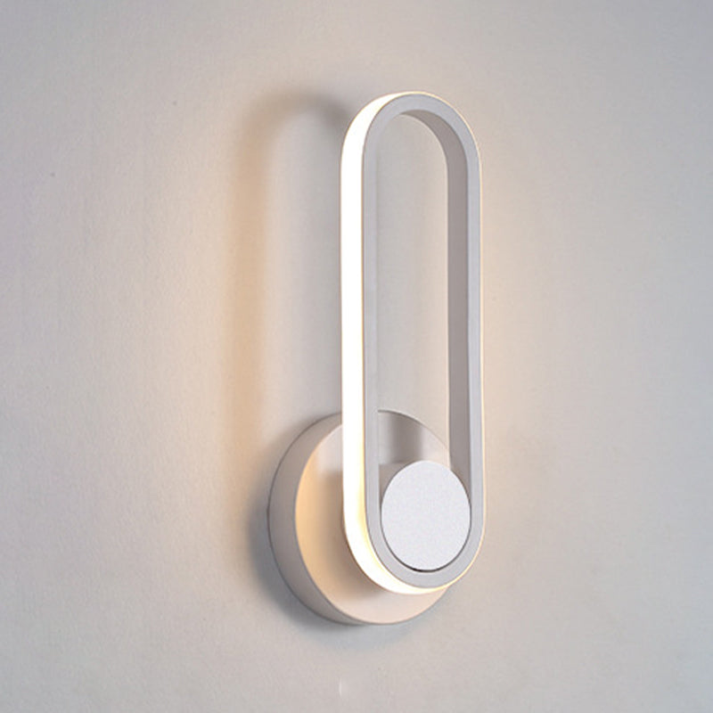 Modern Style Elliptical Shape Wall Sconce Metal 1 Light Wall Light for Bedroom