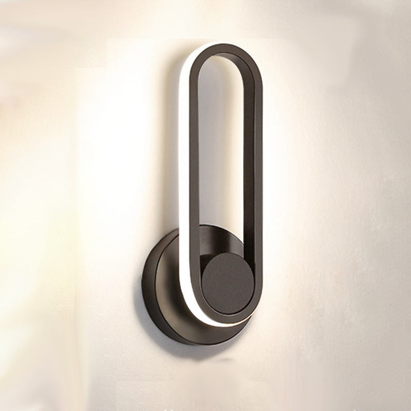 Modern Style Elliptical Shape Wall Sconce Metal 1 Light Wall Light for Bedroom
