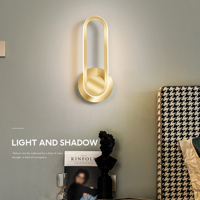 Modern Style Elliptical Shape Wall Sconce Metal 1 Light Wall Light for Bedroom