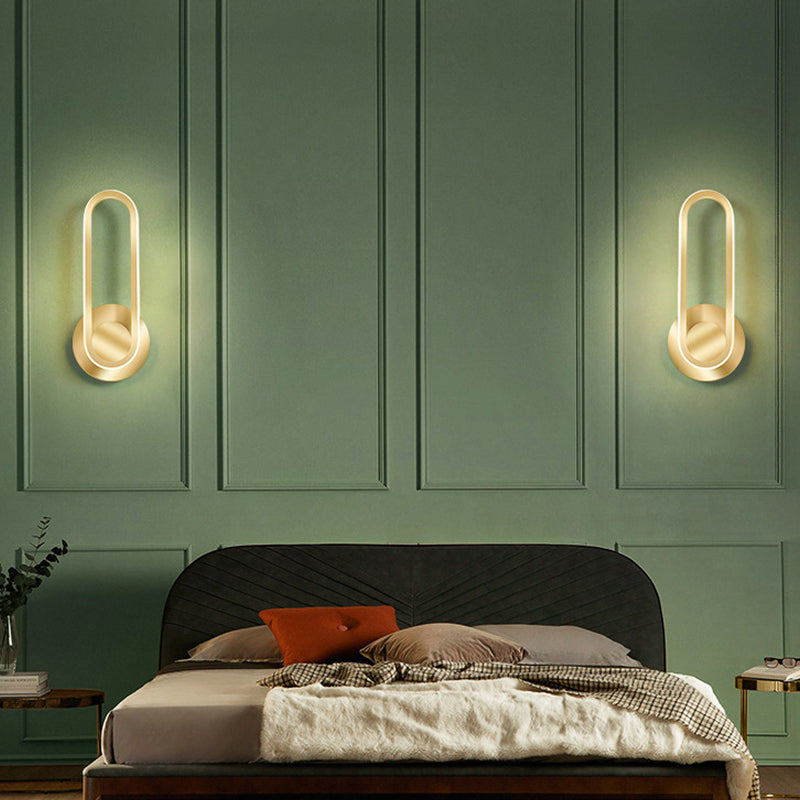 Modern Style Elliptical Shape Wall Sconce Metal 1 Light Wall Light for Bedroom