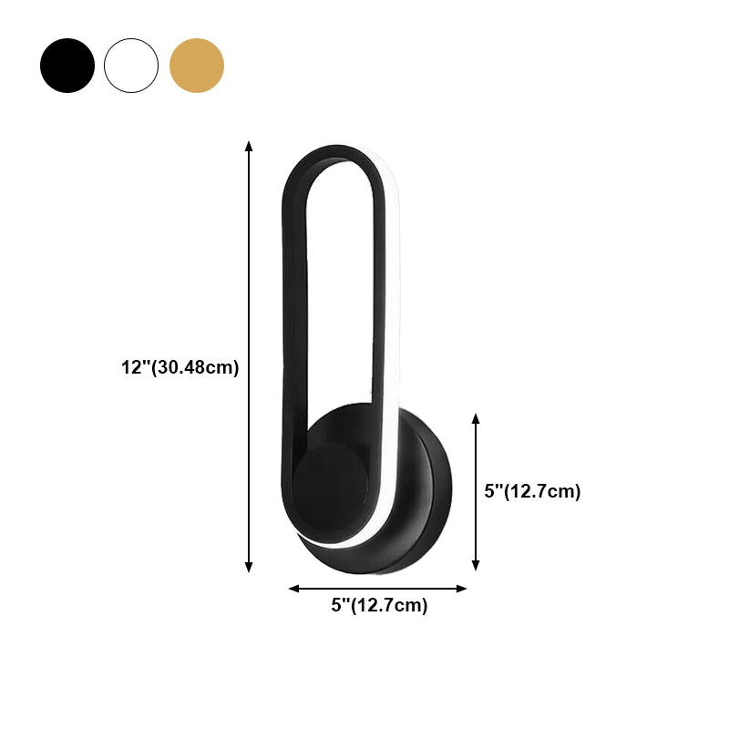 Modern Style Elliptical Shape Wall Sconce Metal 1 Light Wall Light for Bedroom
