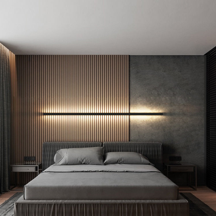 Linear Shape Metal Wall Lighting Idea Modern Style 1 Light Wall Light Sconce in Black