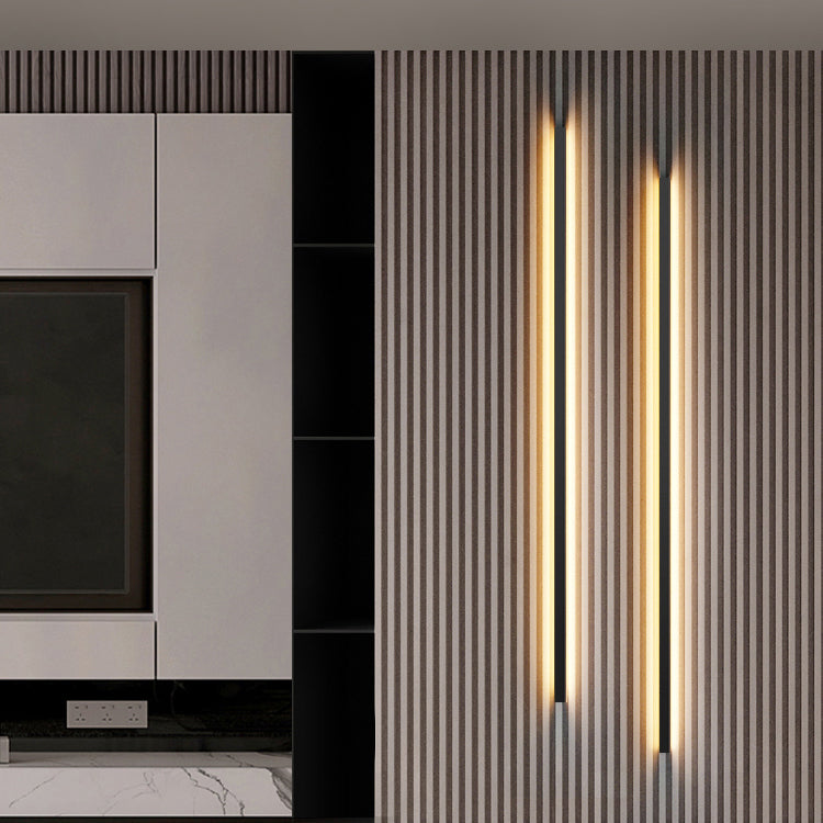 Linear Shape Metal Wall Lighting Idea Modern Style 1 Light Wall Light Sconce in Black