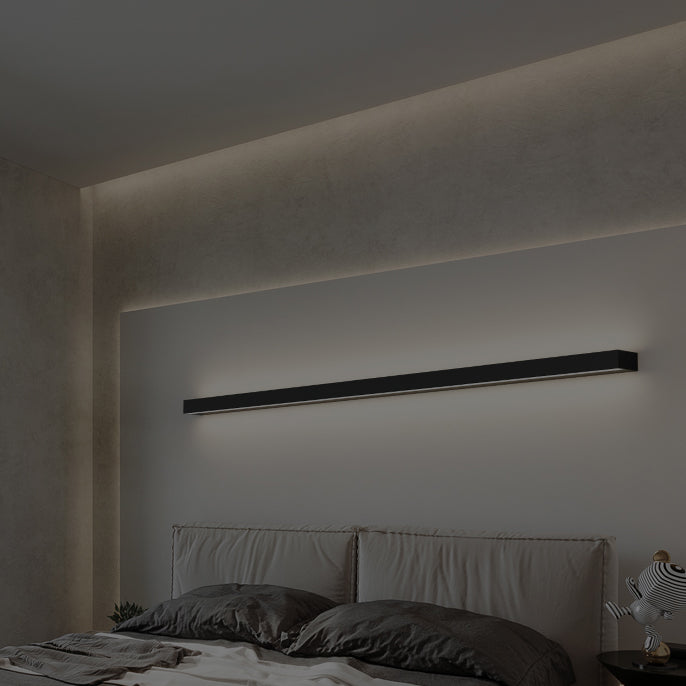 Linear Shape Metal Wall Lighting Idea Modern Style 1 Light Wall Light Sconce in Black