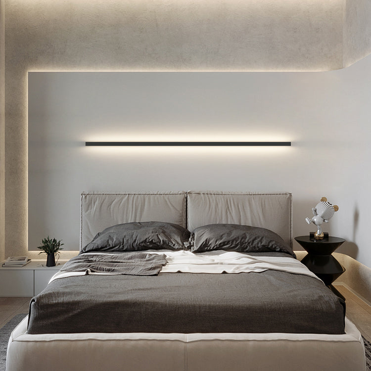 Linear Shape Metal Wall Lighting Idea Modern Style 1 Light Wall Light Sconce in Black