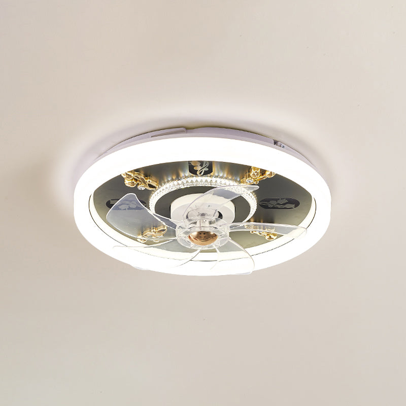 Contemporary Round Fan Light Metal 20" Wide LED Flush Mount Light for Bedroom