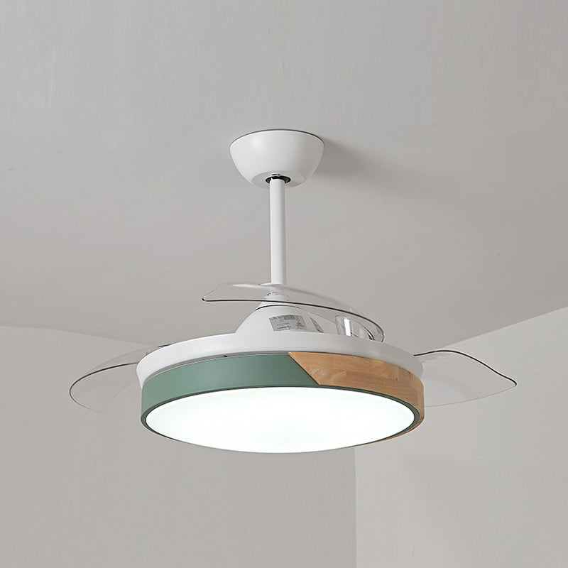 Geometry Shape Ceiling Fan Light Kids Style Metal 1-Light LED Flush Light for Bedroom