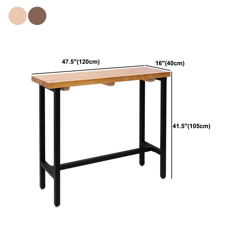 Footrest Outdoor Cocktail Bar Table Industrial Wood Rectangle Counter Table