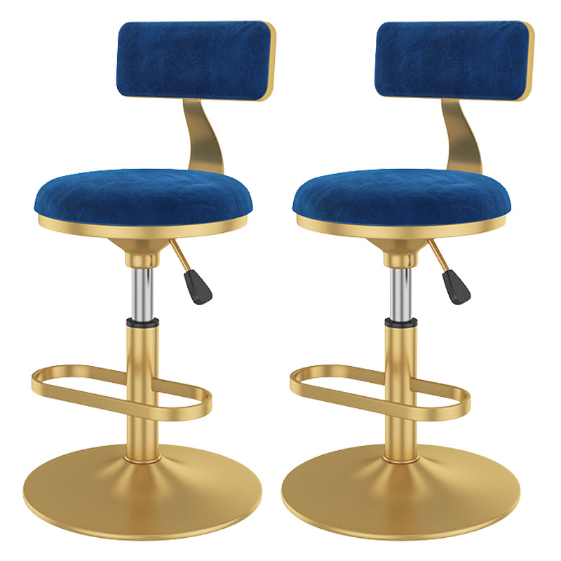 Glam Rotatable Backrest Counter Stool Steel Kitchen Bar Stool with Cushion and Pedal
