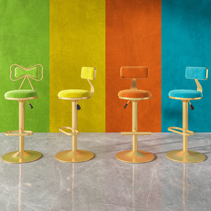 Glam Rotatable Backrest Counter Stool Steel Kitchen Bar Stool with Cushion and Pedal