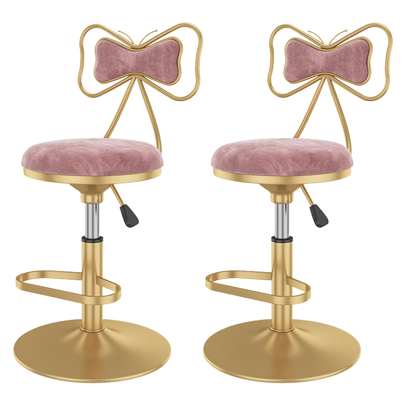 Glam Rotatable Backrest Counter Stool Steel Kitchen Bar Stool with Cushion and Pedal