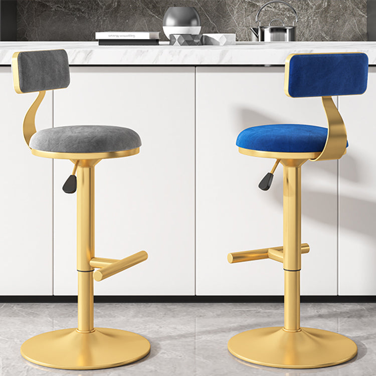Glam Rotatable Backrest Counter Stool Steel Kitchen Bar Stool with Cushion and Pedal