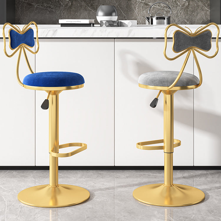 Glam Rotatable Backrest Counter Stool Steel Kitchen Bar Stool with Cushion and Pedal
