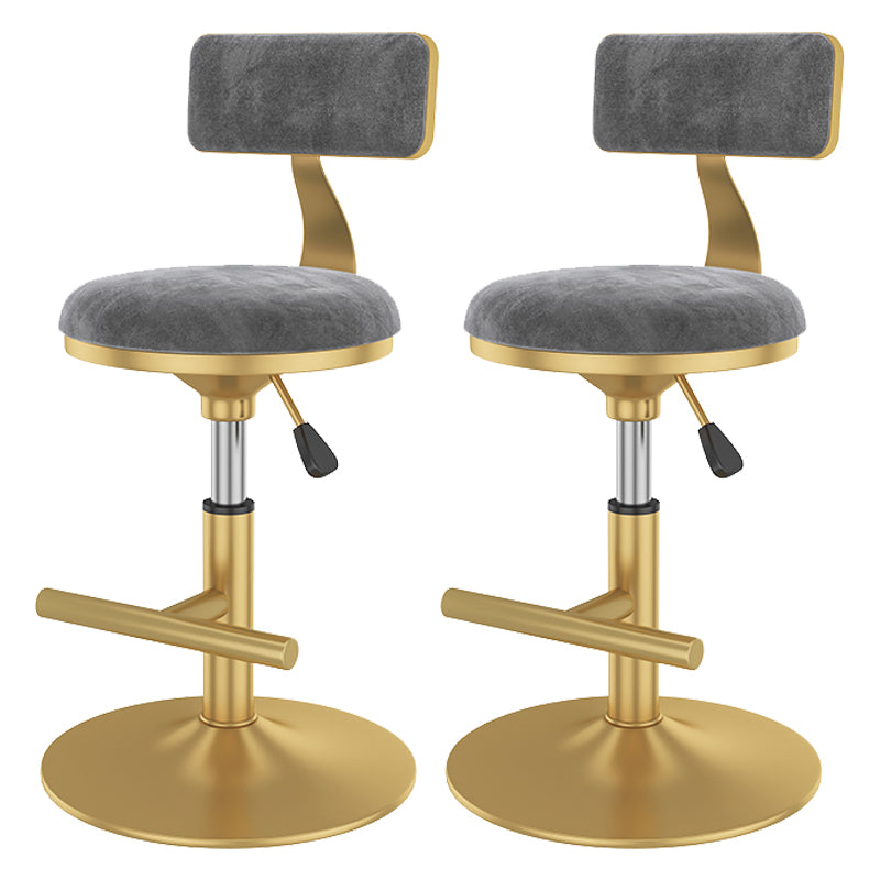 Glam Rotatable Backrest Counter Stool Steel Kitchen Bar Stool with Cushion and Pedal