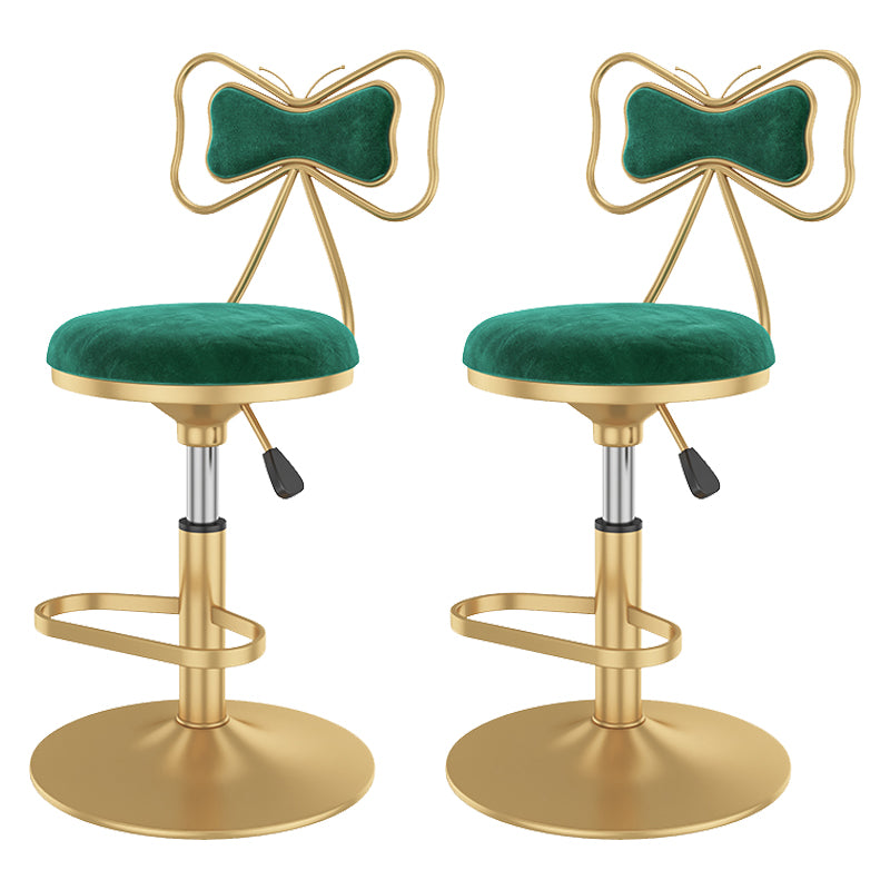 Glam Rotatable Backrest Counter Stool Steel Kitchen Bar Stool with Cushion and Pedal