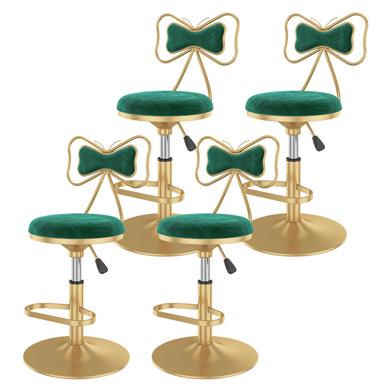 Glam Rotatable Backrest Counter Stool Steel Kitchen Bar Stool with Cushion and Pedal