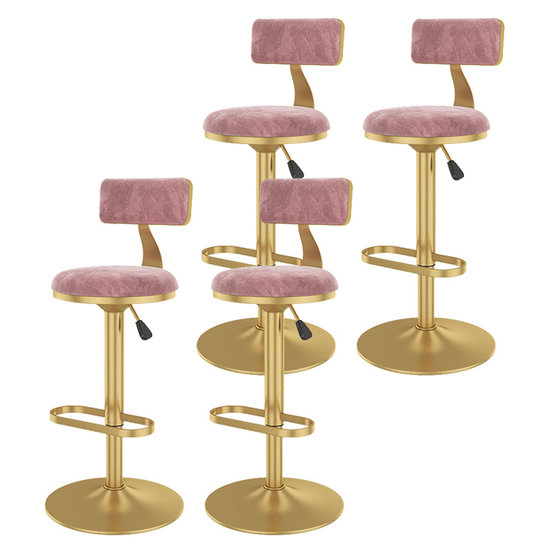 Glam Rotatable Backrest Counter Stool Steel Kitchen Bar Stool with Cushion and Pedal