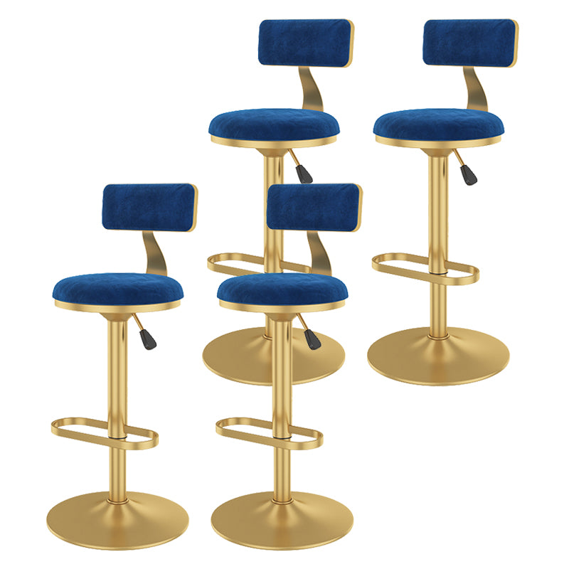 Glam Rotatable Backrest Counter Stool Steel Kitchen Bar Stool with Cushion and Pedal