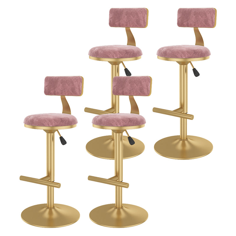Glam Rotatable Backrest Counter Stool Steel Kitchen Bar Stool with Cushion and Pedal