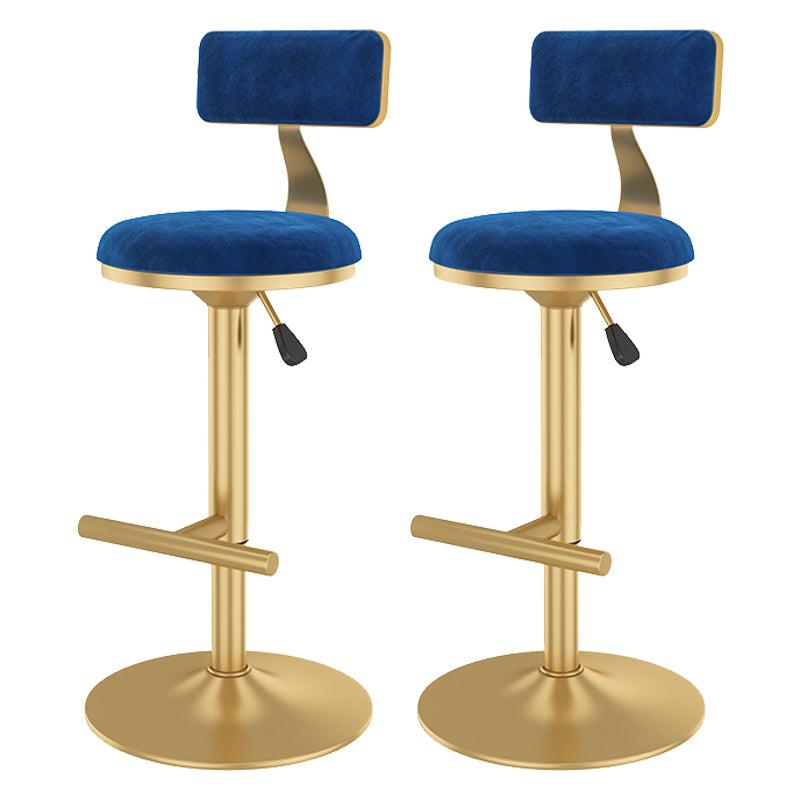 Glam Rotatable Backrest Counter Stool Steel Kitchen Bar Stool with Cushion and Pedal