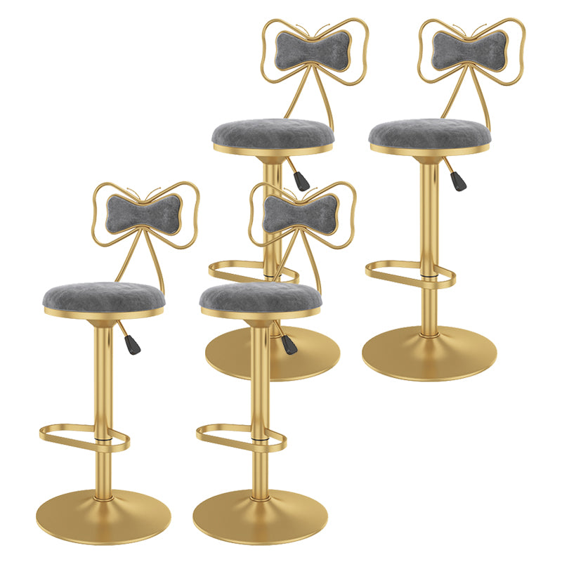 Glam Rotatable Backrest Counter Stool Steel Kitchen Bar Stool with Cushion and Pedal