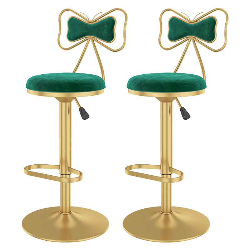 Glam Rotatable Backrest Counter Stool Steel Kitchen Bar Stool with Cushion and Pedal