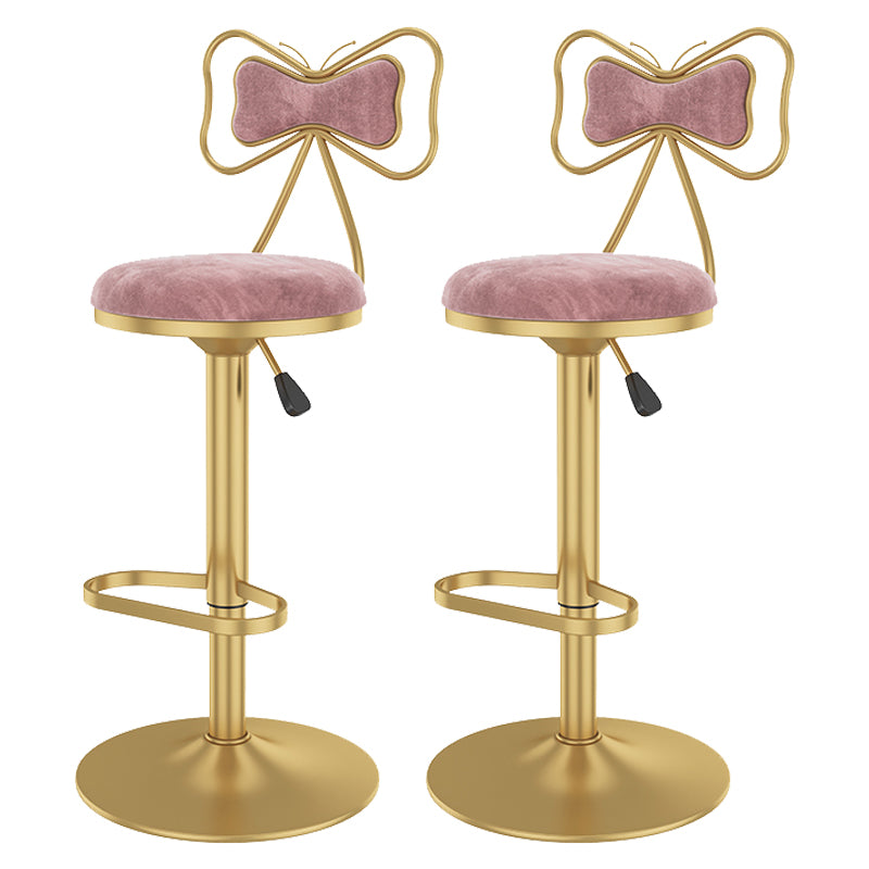 Glam Rotatable Backrest Counter Stool Steel Kitchen Bar Stool with Cushion and Pedal