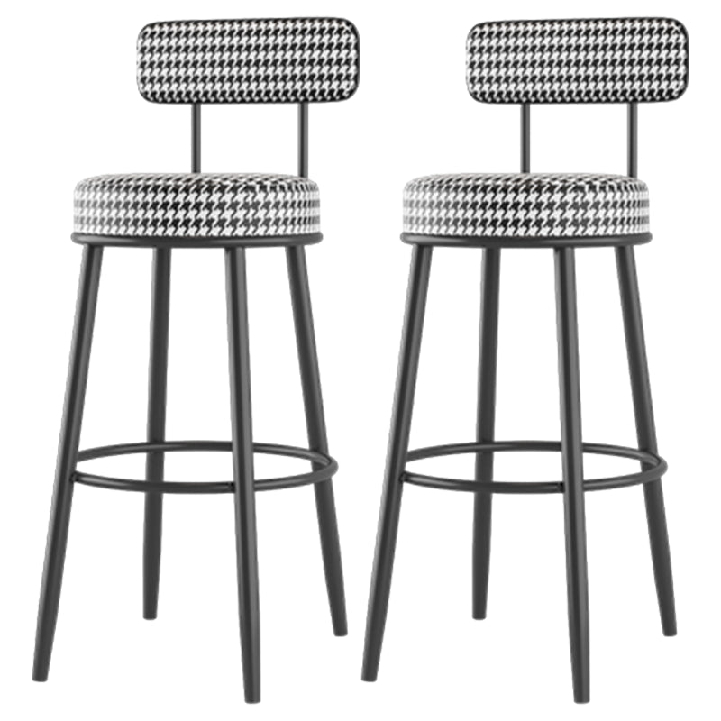 Modern Backrest Armless Counter Stool Iron Cafe Bar Stool with Cushion and Pedal
