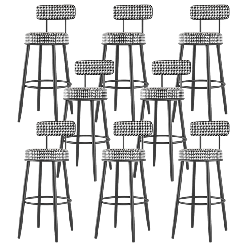 Modern Backrest Armless Counter Stool Iron Cafe Bar Stool with Cushion and Pedal