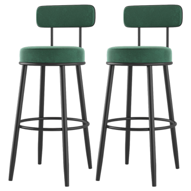 Modern Backrest Armless Counter Stool Iron Cafe Bar Stool with Cushion and Pedal