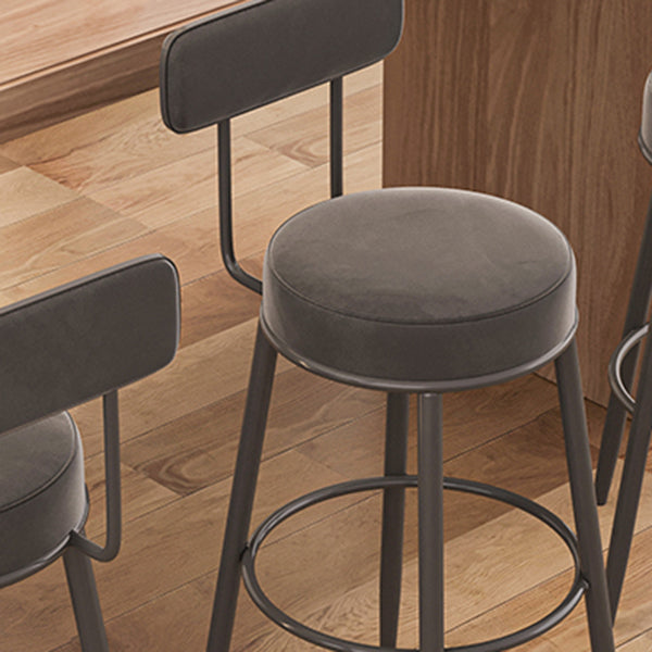 Modern Backrest Armless Counter Stool Iron Cafe Bar Stool with Cushion and Pedal