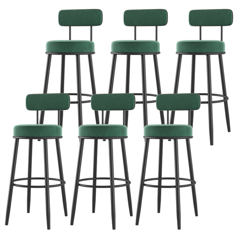 Modern Backrest Armless Counter Stool Iron Cafe Bar Stool with Cushion and Pedal