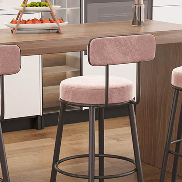 Modern Backrest Armless Counter Stool Iron Cafe Bar Stool with Cushion and Pedal