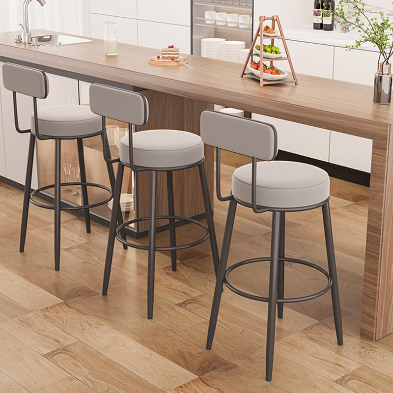 Modern Backrest Armless Counter Stool Iron Cafe Bar Stool with Cushion and Pedal