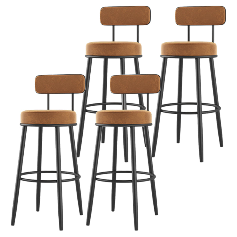 Modern Backrest Armless Counter Stool Iron Cafe Bar Stool with Cushion and Pedal