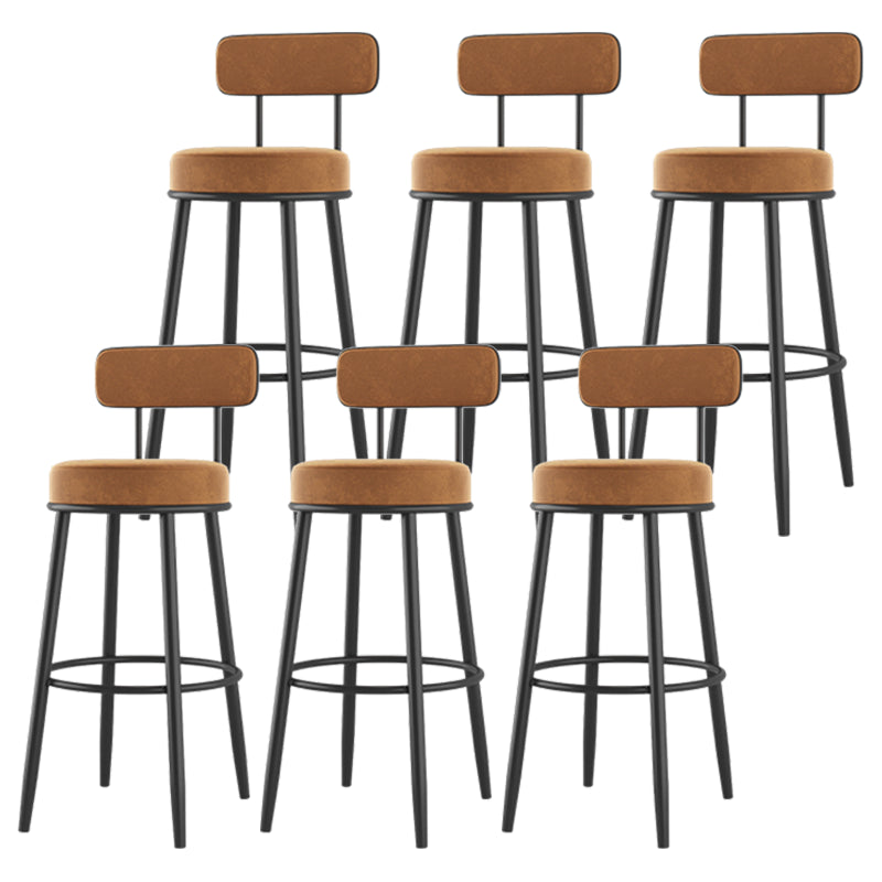 Modern Backrest Armless Counter Stool Iron Cafe Bar Stool with Cushion and Pedal
