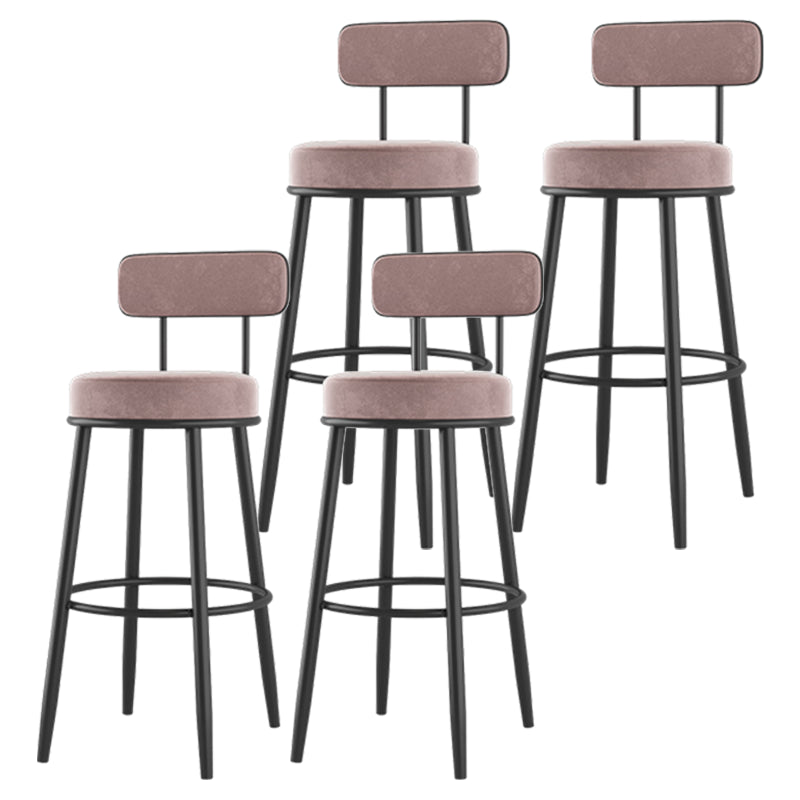 Modern Backrest Armless Counter Stool Iron Cafe Bar Stool with Cushion and Pedal