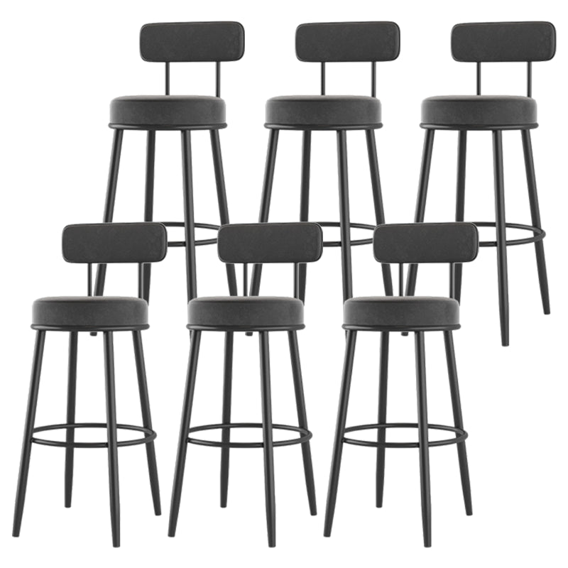 Modern Backrest Armless Counter Stool Iron Cafe Bar Stool with Cushion and Pedal